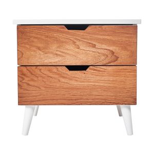 Mesa De Noche Armany Blanco Frente Nuez