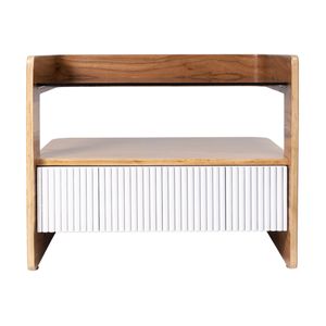 Mesa de noche Mab Nogal Frente Blanco