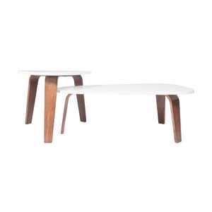 Juego de Mesa Centro Beta Blanco Pata Nuez
