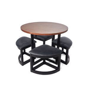 Comedor Puff Royal Nuez Base Negra, Butaco Negro Belmonte Negro